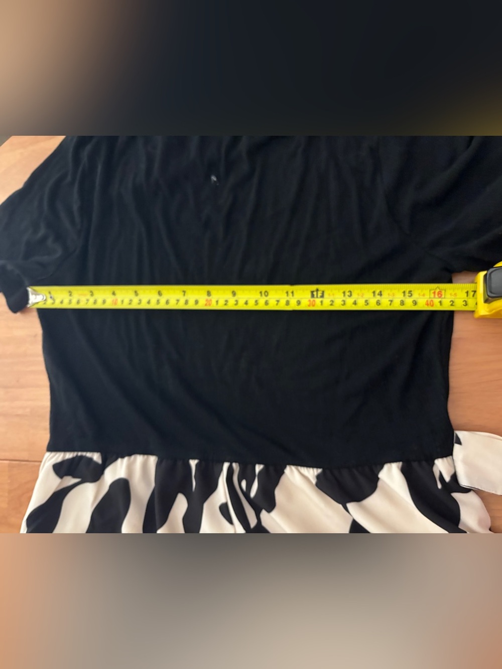 Professional Black & Cream Short-Sleeve A-Line Dress with Printed Skirt ~ Large - Picture 14 of 14
